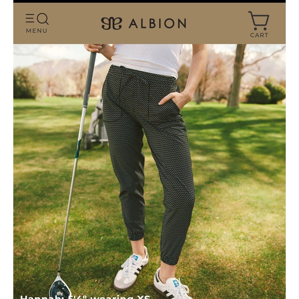 Albion black white jet setters jogger pants pull on‎ pockets drawstring XL tall